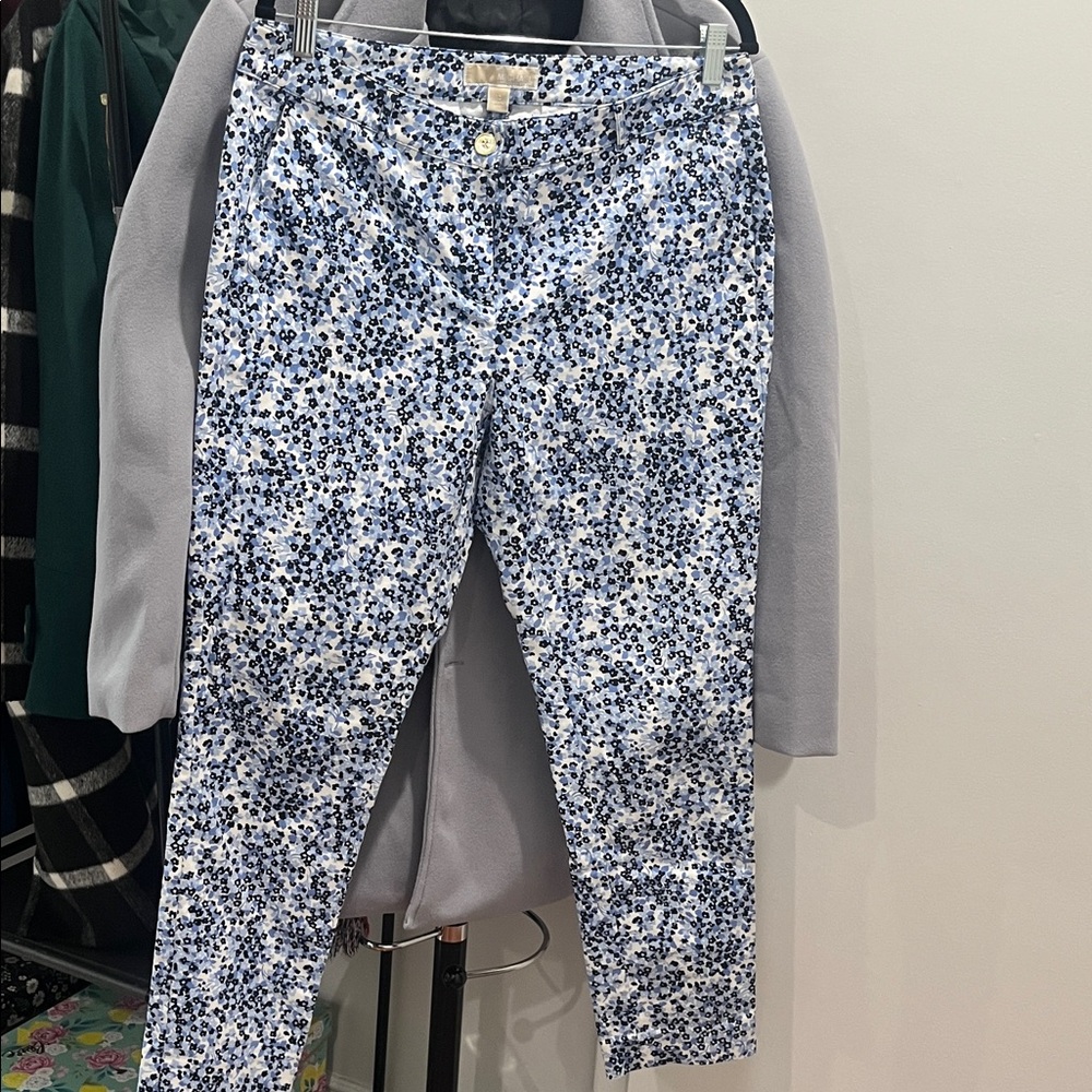 Michael Kors Blue and White Floral Pants